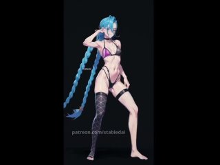 jinx - tik-tok dance; small tits; 3d sex porno hentai; (by @stabledai) [lol | league of legends]